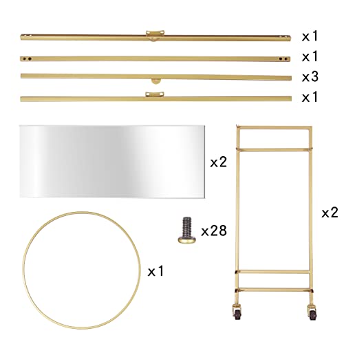 Ritesune Gold Mirror Rolling Serving Bar Cart On Lockable Wheels, Wine Drink Liquor Cart Stand For Home Kitchen Storage, Living Room, Club Party, Christmas, New Year #TOP4