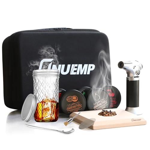 ONUEMP Cocktail Smoker Kit with Torch, Old Fashioned Smoker Kit with 5 Flavor Wood Chips, Drink Infuser, Smoke Top, Whiskey Bourbon Gifts for Men Dad Husband Father's Day (Without Butane)