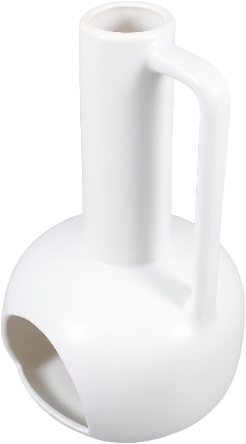 Ceramic Palo Santo Incense Holder with Handle, Decorative Sage Burning Stick Container for Home Fragrance and Air Purification, White Single Piece Incense Burner for Living Room