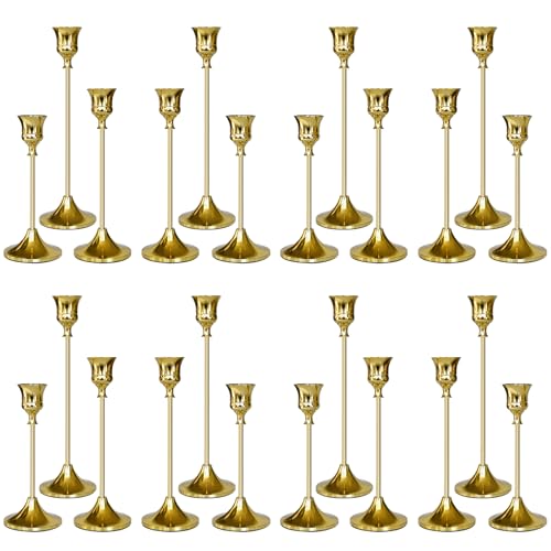 Candlestick Holders Gold, 24 Packs Taper Candle Holder for Candlesticks, Candle Sticks Holder Decor for Home Decor