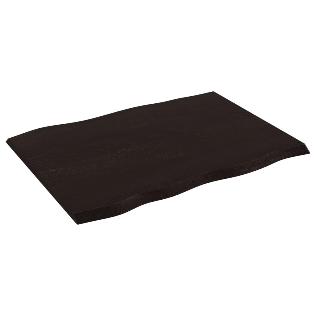Piano Tavolo Marrone Scuro 80x60x2 cm in Rovere Massello Non Trattato con Finitura Scura e Bordi Vivi - Soluzione Ideale per Rinnovamento Tavolo Casa e Commerciale