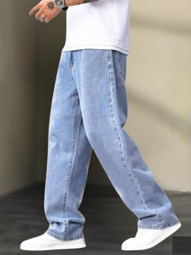 Image of Light Blue Baggy Jeans for Men (SNS02-VLT)