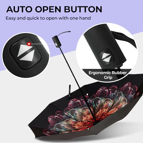 LLanxiry Compact Travel Umbrella,Windproof Waterproof Stick Umbrella Anti-UV Protection Golf Umbrellas