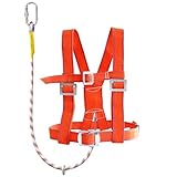 Absturzsicherung Sicherheitsgurt, Klettergurt Herren Tragfähigkeit 100 kg, Auffanggurt Set mit 2M Seil & Stahlkarabiner, Fallschutzausrüstungen, für Höhenarbeit, Dachdecker, Kletterbegeisterter