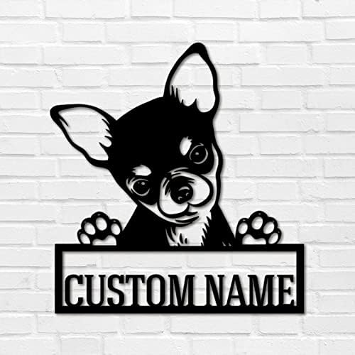 Metal Sign Custom Pet Dog Name Chihuahua Decorative with Holes Laser Cut Metal Wall Sculpture Decor Sign Country Metal Letter Word Sign for Kitchen Dining Room Decorations Birthday Gift 18 Inch