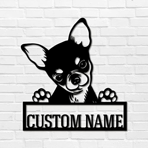 Metal Sign Custom Pet Dog Name Chihuahua Decorative With Holes Laser Cut Metal Wall Sculpture Decor Sign Country Metal Letter Word Sign For Kitchen Dining Room Decorations Birthday Gift 18 Inch #TOP9