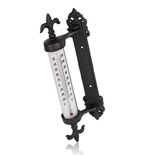 BigDean Außenthermometer Fensterrahmen Thermometer aus Gusseisen - massiv...