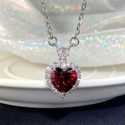 Collier de bijoux de mariage en zircon et argent 925 pendentif coeur femme