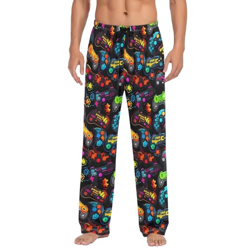 Waassud Pantalones de pijama para hombre con controlador de