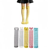 ANNIUP 5 Paare Kinder Mädchen Kniestrümpfe,Overknee Strümpfe Lang Gestreift Kindersocken Tier Baumwolle Socken,Bunte Ohne Naht Kniesocken,Nette Karikatur Tier Socken (42cm)