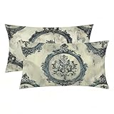 Seidenkissenbezug 60x80 cm, Satin Kissenbezug Retro 2er Set für Haar und Haut, Weich wie EIN Silk Pillowcase, Kissenbezüge Abstrakt mit verstecktem Reißverschluss Weiche Atmungsaktive Glatte -2705