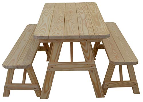 Furniture Barn Usa Pine 5' Traditional Table With 2 Benches, Unfinished #TOP19
