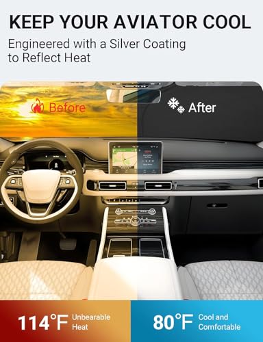 Image of Proadsy Windshield Sun Shade for Lincoln Aviator 2020-2025 2026 4-Layer Foldable Front Sunshade Protector Sun Visor Blocks UV Rays Keep Car Cooler