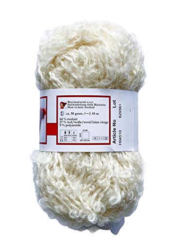 De Witte Engel Mohair Bouclé Puppenhaar 50g Natur – Bild 3