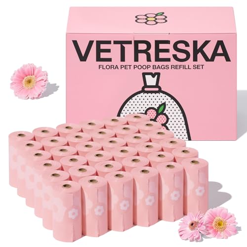 Image of VETRESKA Lavender Scented Dog Poop Bags, Leak Proof, Extra Thick and Large Pet Waste Bags for Dog Walking and Cat Litter, 36 Refill Rolls, 540 Bags, Pink
