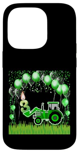 Camiseta de tractor de 3er cumpleaños, cumpleaños de tractor de 3 años Carcasa para iPhone 14 Pro