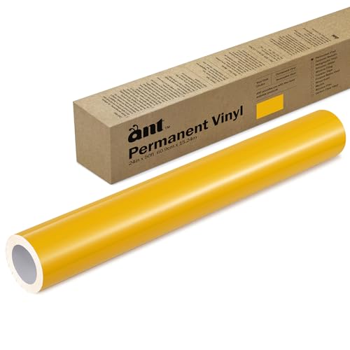 ANT Yellow, 24" x 50’, Permanent Vinyl Roll, Adhesive Vinyl Roll, for DIY Project, Decal, Sticker, Compatible with Cricut, Cameo, Silhouette, Weather-Resistant