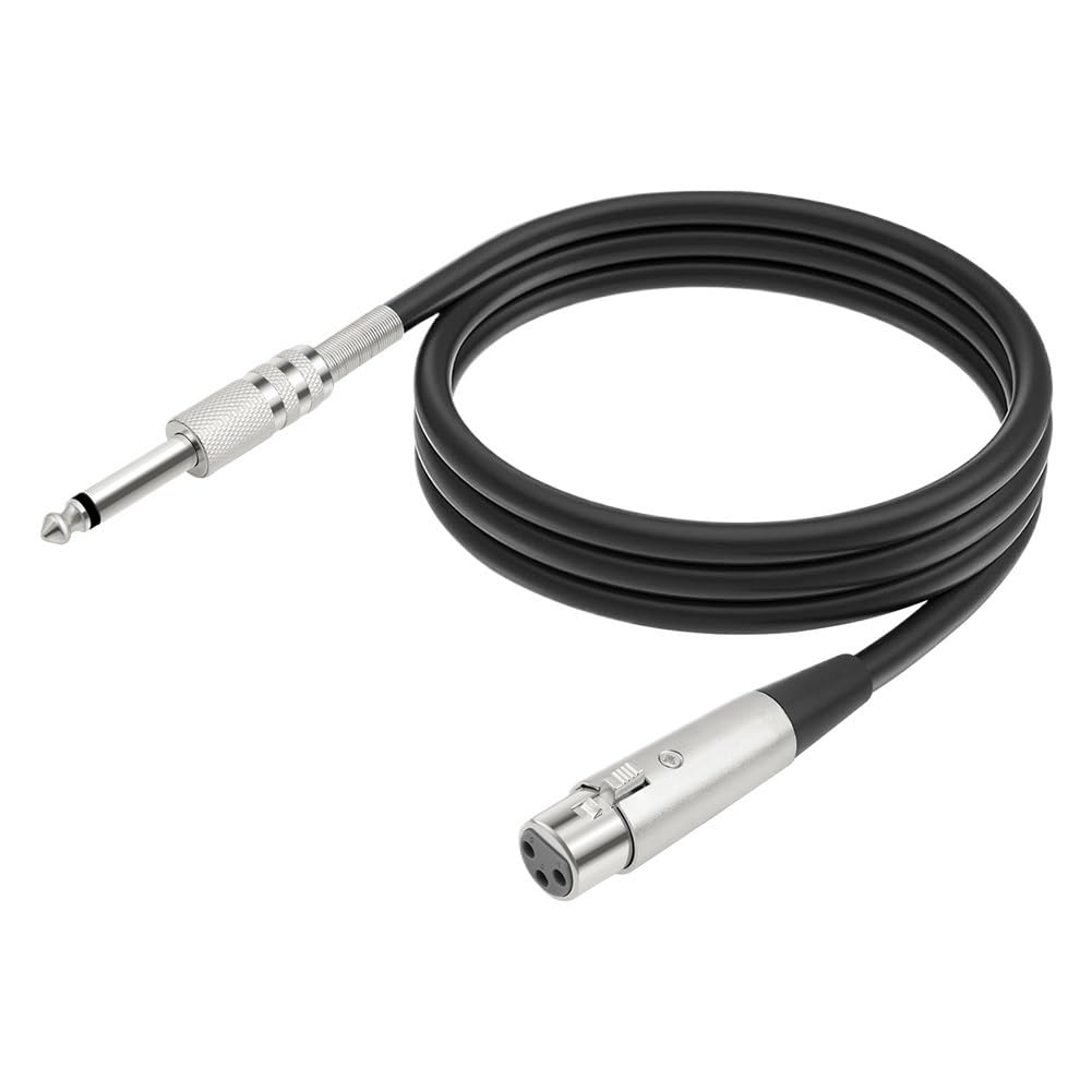 XLR żeński do 1/4 (6,35 mm) mono Ja-ck przewód mikrofonowy pleciony niezrównoważony kabel mikrofonowy (1,8 m)