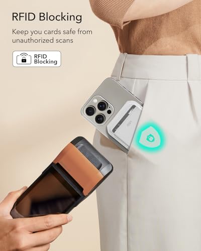 Image of ESR Upgraded for Aura MagSafe Wallet, 5 Card-Holder with Adjustable Stand, RFID Blocking,Wallet for iPhone, Slim for iPhone 17e /17 /16 /15 /14 /13 /12,Google Pixel 10 /Pro /Pro XL,Not for Mini,Bright White