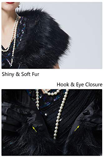 BEAUTELICATE Women Faux fur Shawl Collar Neck warmer wrap scarf For Winter Coat Wedding Dress2