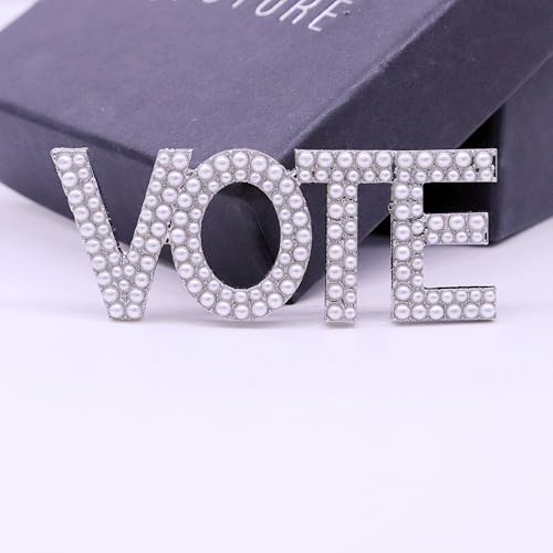 Social Gifts Pearl Letter Vote Pin Brooch Paraphernalia Graduation Jewelry3