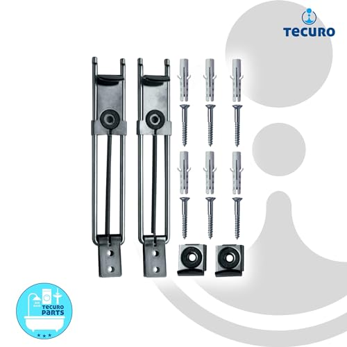 tecuro Spiegelklammern für Kippspiegel, belastbar bis 15 kg, max. Neigungswinkel 30°, Set mit Schrauben & Dübeln, Messing verchromt