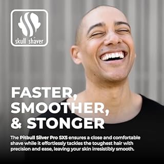 Skull Shaver Pitbull Silver Pro SX5 – Rasoio Testa e Viso – Elettrico Uomo, Wet&Dry, Senza Fili, Resistente all’Acqua – Prestazioni Potenziate