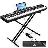 ♪ 88 SEMI-WEIGHTED KEYS - The full sized 88 key digital piano is with touch-sensitive keys which could reflect every nuance of your touching. Play heavily to get louder tones or play soft for quieter sounds, providing a quality playing experience. De...