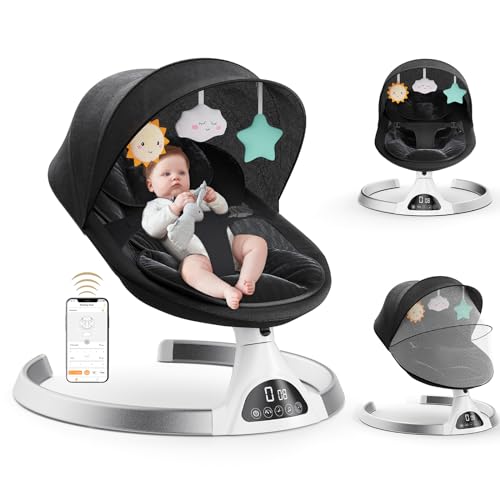 Ixdregan Sdraietta Neonati Elettrica - App e Telecomando Dondolo Bambina Elettrico con 3 timer, 5...