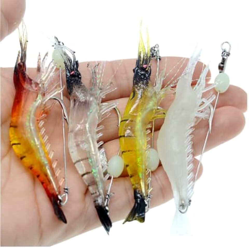 Isca Artificial Camarão Silicone Com Anzol Corvina Kit 5 Un