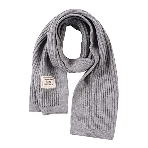 Peecabe Kids Scarf Soft Warm Knit Neck Warmer Winter Classic Scarf For Boys Girls (Gray) #TOP19