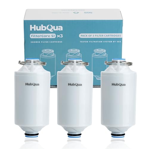 HubQua - PACK AHORRO 3 Cartuchos certificados SGS para filtro ducha WaterTrack y más Modelos - 98% eliminación de Cloro certificada - Elimina Cloro, Cal, Metales Pesados e Impurezas.