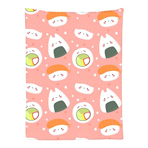 Ottoy Sushi Super Soft Micro Fleece Blankets Quilt Plush Lightweight Dual-Sided Decorative Couch, Sofa, Travel, Lap, Bed Throw Blanket,60