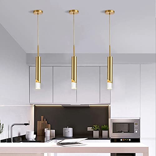 Abat-jour suspendu en or nordique tube de lumière moderne pour îlot de cuisine et chambre