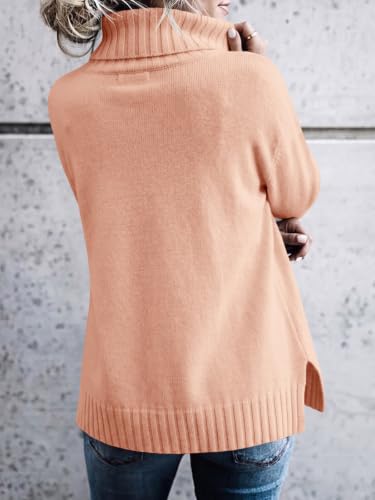 Image of FISACE Womens Oversized Turtleneck Pullover Sweater Cable Knit Sweater Tops | Long Sleeve,Slouchy,Fall,Winter,Lightweight,Loose,Trendy,Casual,Sexy