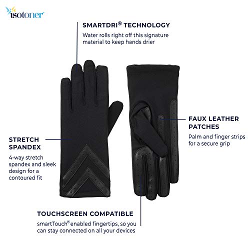 Isotoner Womens Spandex Recycled Touchscreen Cold Weather Gloves With Warm Fleece Lining And Chevron Details #TOP1