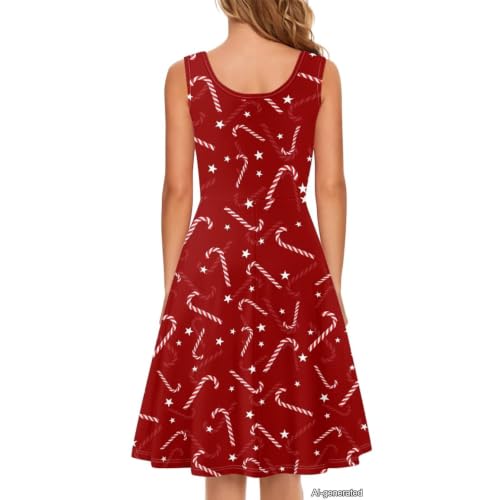 Image of Women Stylish Tank Dresses Sleeveless Round Neck Midi Casual Dress with Pocket for Summer