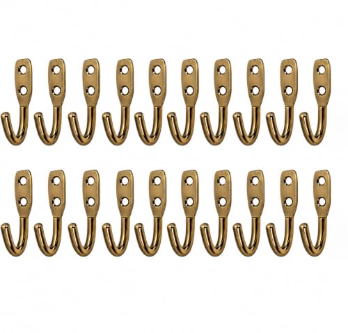 Image of iSTAR Stainless Steel Unbreakable J Type Hook Bathroom Hooks Cloth Hanger Wall Hook Door Robe Hooks for Hanging Keys,Clothes (Antique-Pack of 20)