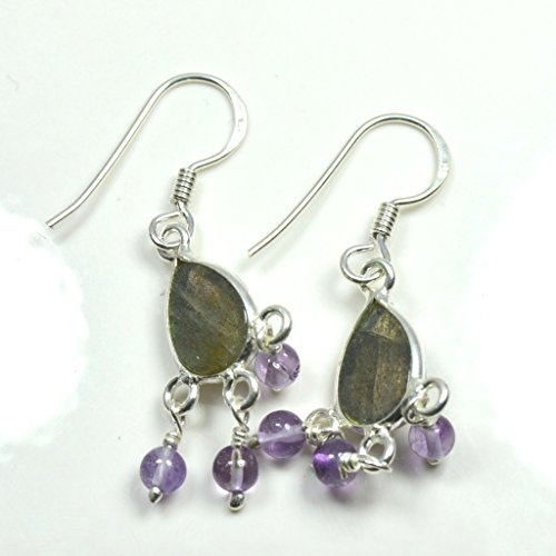 Pendientes de plata de ley 925 y piedra pera natural de 55 ct 5