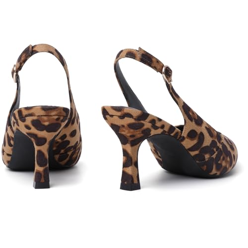 Image of Mostrin Kitten Heels for Women Slingback Pointed Closed Toe Heels Women's Pumps Shoes for Wedding, Party, Commuting