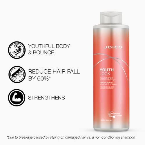 Joico Youthlock Conditioner Formulated With Collagen | Youthful Body & Bounce | Reduce Breakage & Frizz | Soften & Detangle Hair | Boost Shine | Sulfate Free | With Arginine | 33.8 Fl Oz #TOP2