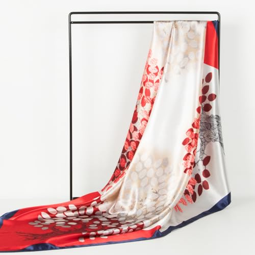 RIIQIICHY Head Scarf for Women Like Silk Scarf Hair Scarf Printed Square Scarf Bandanas for Women 35 Inches - Thumbnail 6