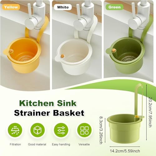 Image of SHOPPOFOBIX Kitchen Sink Drain Basket, Double Layer Strainer Food Waste Filter Baskets,Hanging Sink Drains Holder,Detachable Strain Basket, Easy to Clean (Green-2)