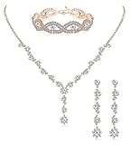 💗 GRÖSSE💗Blumen-Strass-Halskette 19,5 '' + 2,4 '' Verlängerung (50 cm + 6 cm), Strass-Ohrringe baumeln Länge 2,1 '' (5,4 cm), Tropfenarmband 7,7 '' + 2,8 '' Verlängerung (19,5 cm + 7 cm), Flexibel Und durchdachtes Design, bequem einzustellen, keine Sorge um Größenprobleme.