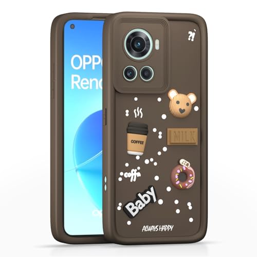 Image of Pikkme Back Cover for OnePlus 10R 5G | Cute Fun Cartoon 3D Bear Silicone Full Body Protection Bumper Cover (Brown)