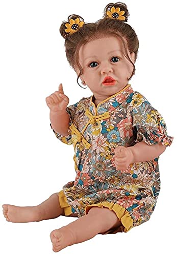 MWKL Lebensechte realistische Badepuppen Nettes Reborn Mädchen Baby 58cm Reborn Puppe Simulationspuppe 22 Zoll… – Bild 7