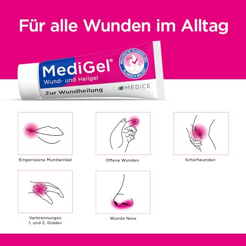 MediGel 20 g zur Wundheilung - bei akuten Wunden - reduziert die Narbenbildung - ohne Klebegefühl - Hydroaktives Lipogel mit Zink & Eisen