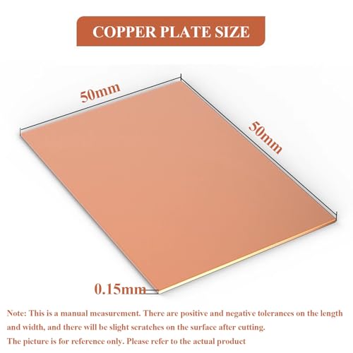WSYCWG 4 Pcs Pure Copper Sheet 0.15×30×30Mm-0.15×50×50Mm Metal Plate Suitable for DIY Projects, Repairs and Electrical,0.15×50×50mm