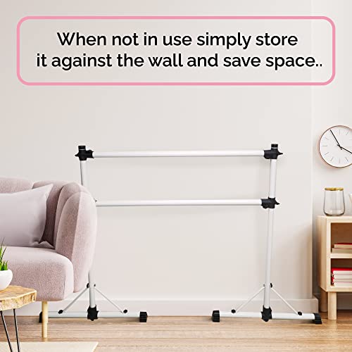 New & Improved 4 Ft Steel Double Ballet Barre with Carry Bag and Beginner Guide,Adjustable&Portable Ballet Barre for Home and Gym,Quality Ballet bar Anti-Wobble,Stretching Dance bar (Steel, White) by Ballerina Basics - Image 5