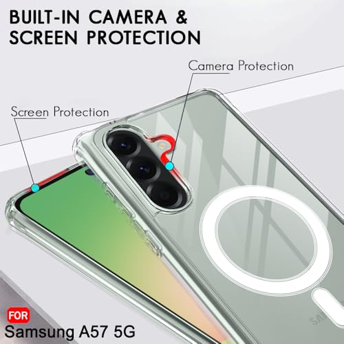 Image of TheGiftKart Back Cover for Samsung Galaxy A57 5G Case Compatible with MagSafe | Hybrid Crystal Clear Shockproof Design | Camera Protection Bump | Galaxy A57 Back Cover (PC & TPU, Transparent)